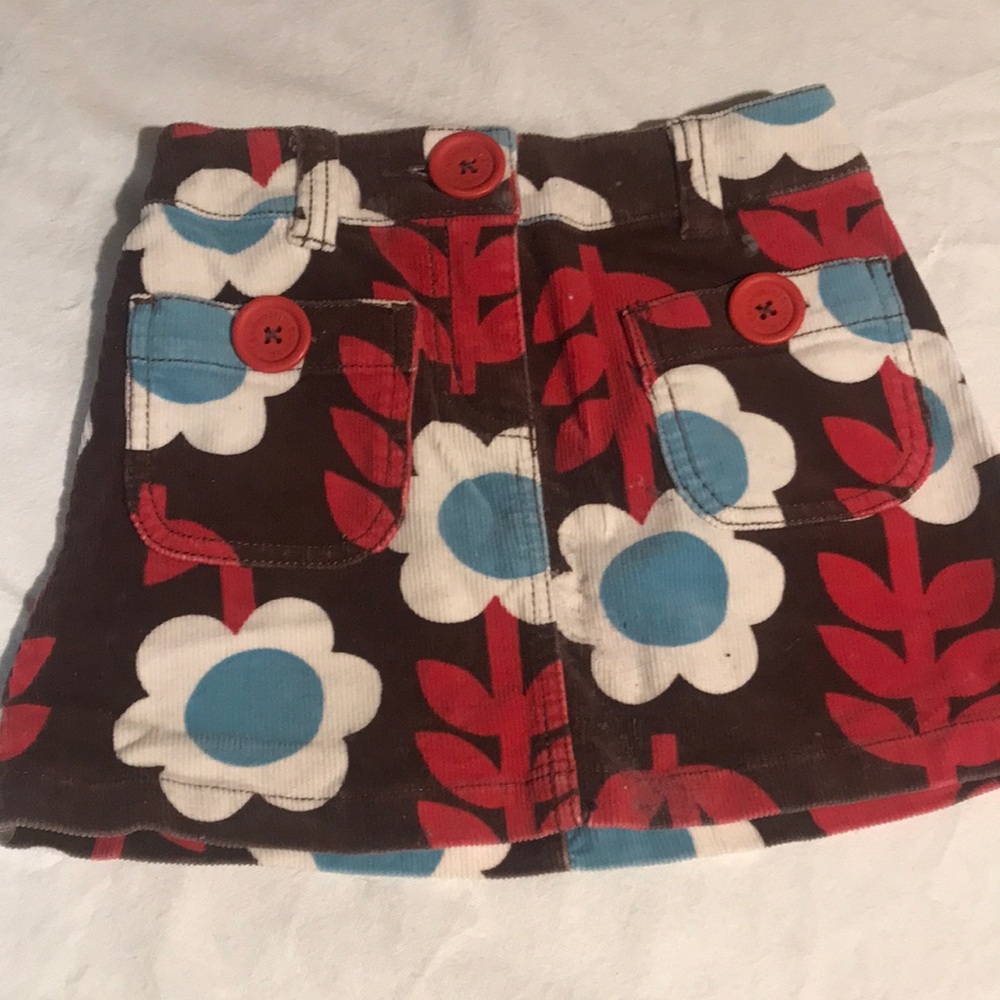 Mini Boden Corduroy Floral Skirt - Brown, Red, Blue